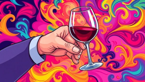 Colorful illustration of hand refusing wine glass representing Dry January Health Benefits.