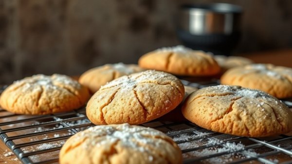 Freshly baked snickerdoodle cookies with sugar crystals.