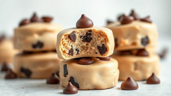 Peanut butter frozen yogurt bites with chocolate chips.