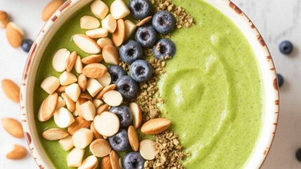 Vegan Almond Green Smoothie Bowl