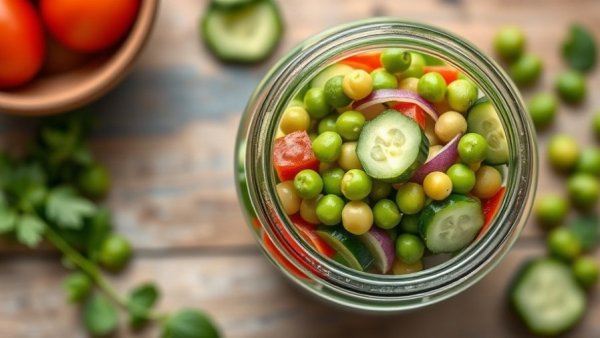 Quick healthy meals in a colorful jar salad with edamame.