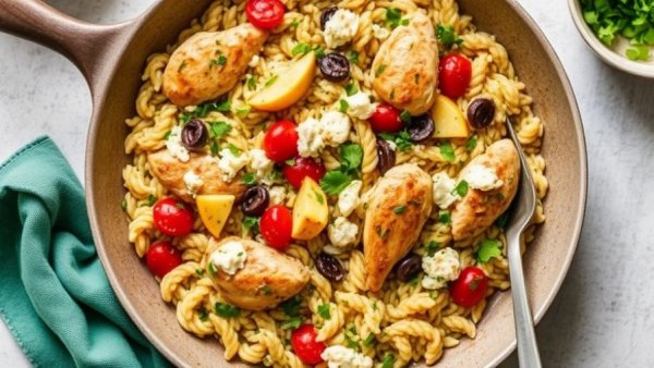 Greek Chicken & Orzo Skillet