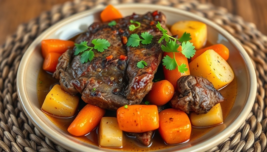 Instant Pot Pot Roast with vegetables and cilantro on plate.