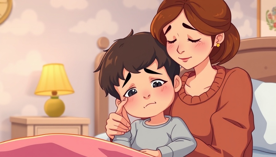 Mindful parenting scene with mother comforting child in bedroom.