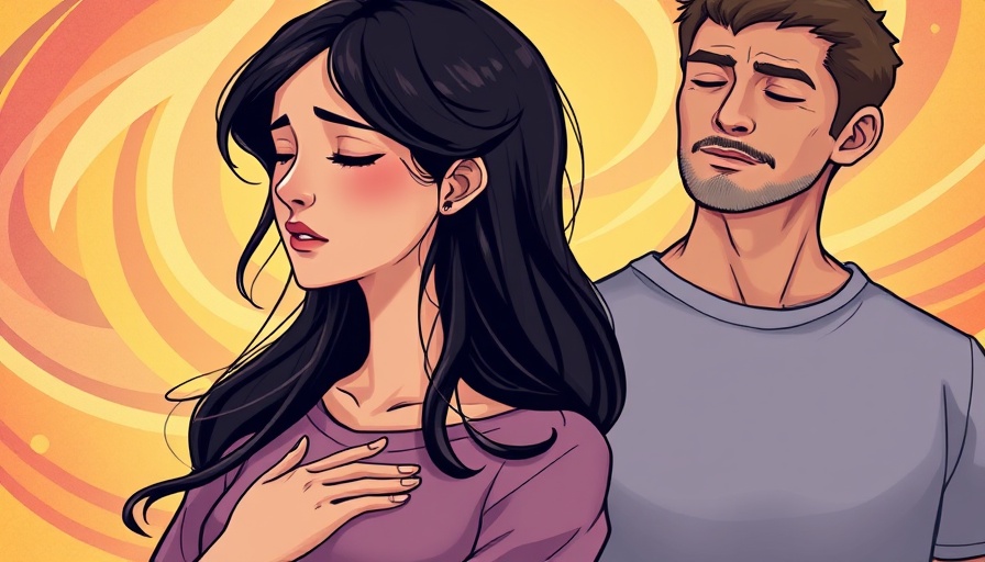 Illustration of people speaking from the heart with vibrant swirls.