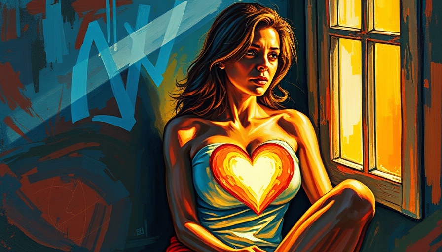 Abstract art of woman with glowing heart, symbolizing healthy aging and longevity.