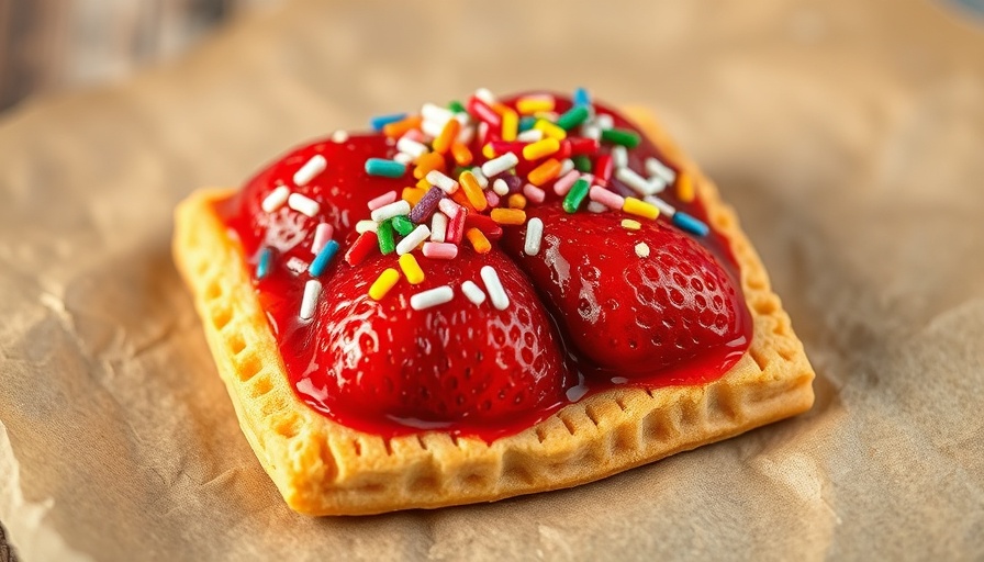 Homemade strawberry pop tarts with colorful sprinkles on parchment.