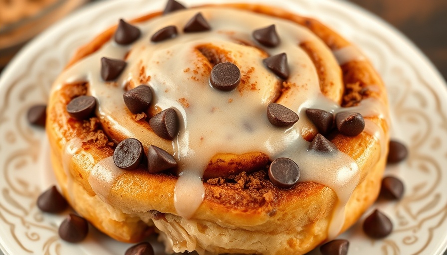 Peanut Butter Chocolate Chip Protein Cinnamon Rolls with glaze on plate.