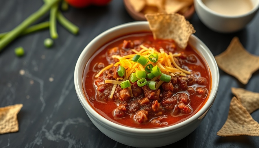 Award-winning chili recipe with cheese and corn chips topping.