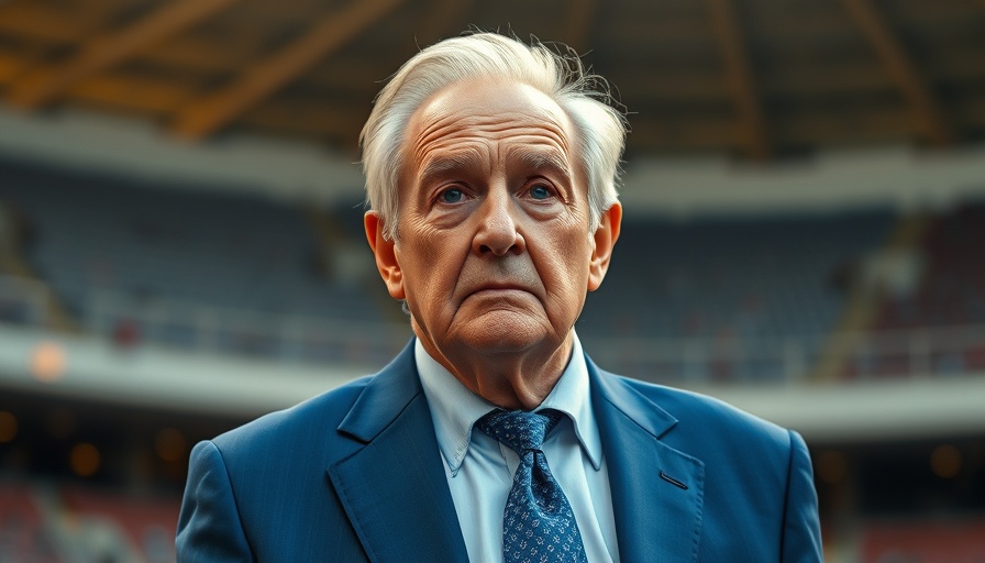 Elderly man in a blue suit with expressive look
