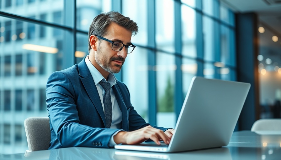 Middle-aged professional working on laptop in modern office, exploring project data software myths.