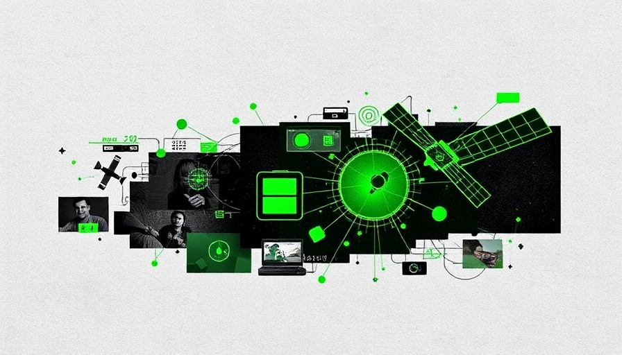 Digital illustration of satellite communications vulnerability with interconnected devices.