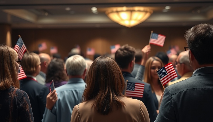 Group holding USA flags, discussing Future of DACA in Texas.