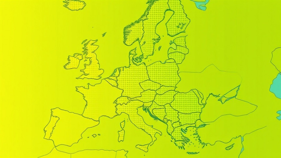 Colorful halftone map highlighting Europe's regions.