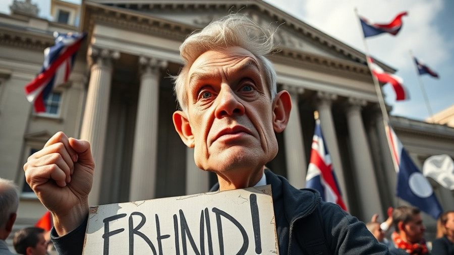 Surreal protest against Trump with exaggerated mask.