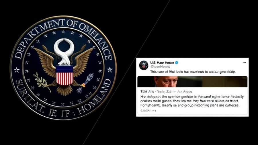 Homeland Security seal and controversial social media post.