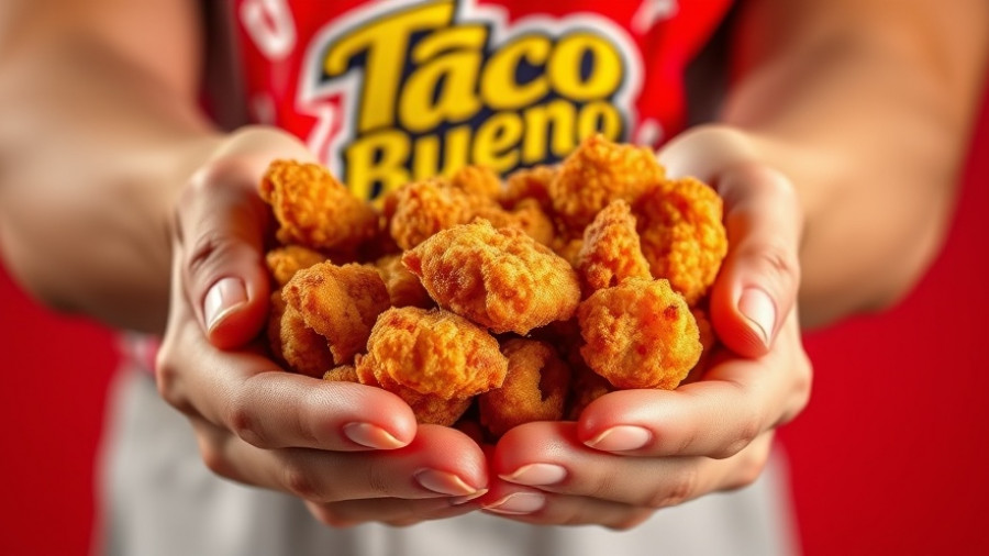 Hands holding Taco Bueno bag and snack, Support Local Restaurants DFW.