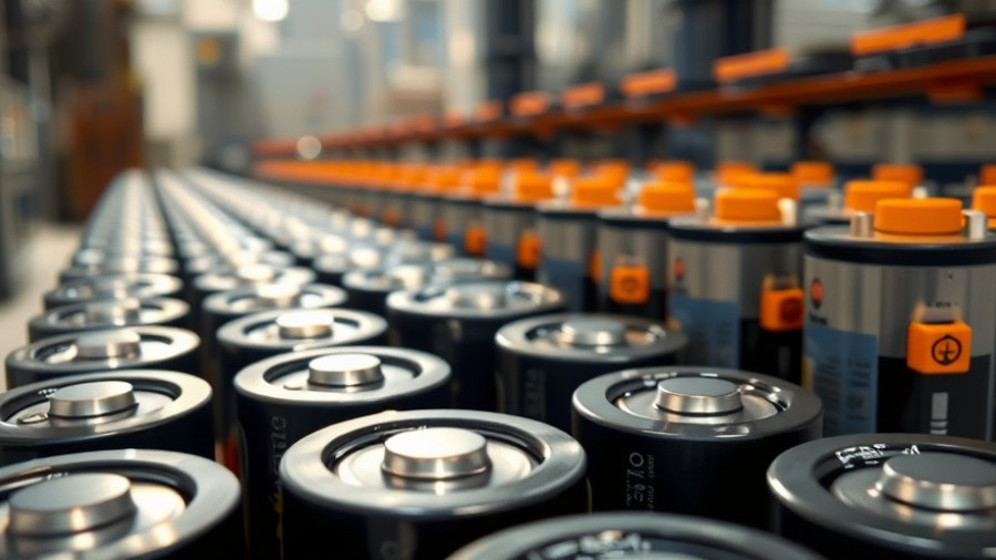 Close-up of lithium batteries in Texas production facility.