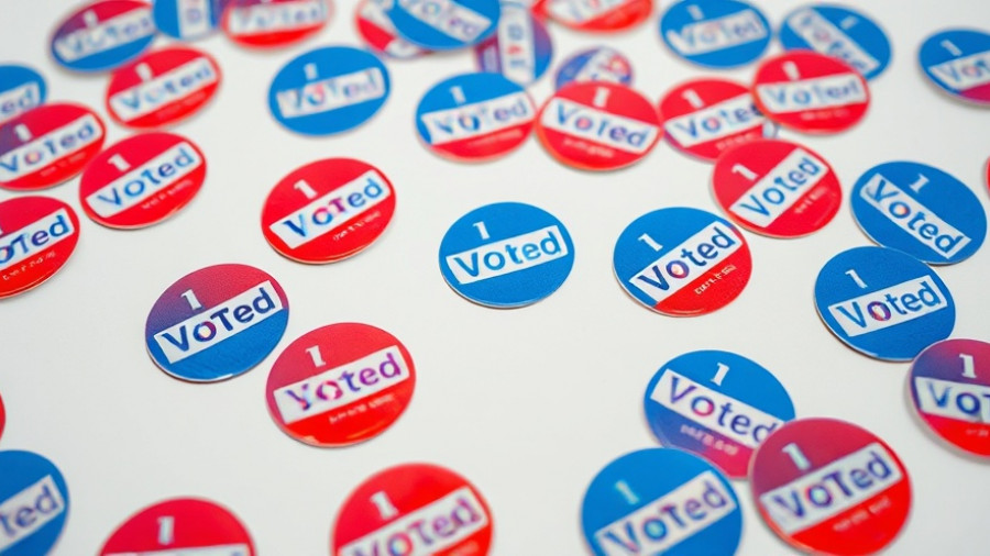 Proposition 15 Texas voter concerns with I Voted stickers scattered.