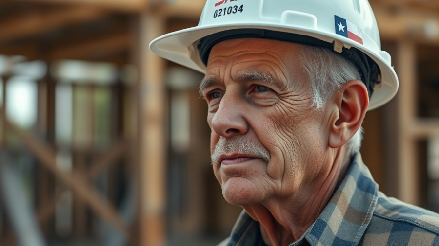 Side profile of construction worker at Texas site.