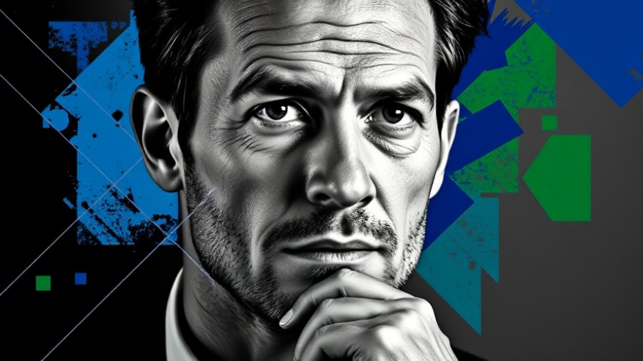 Artistic portrait of a man with geometric digital overlay, AI in running training theme.