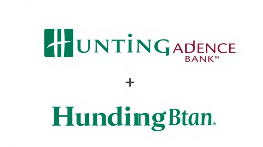 Huntington Bank and Cadence logos symbolize acquisition, white background.