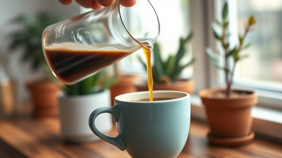 Close-up of making pour over coffee at home in a cozy kitchen.