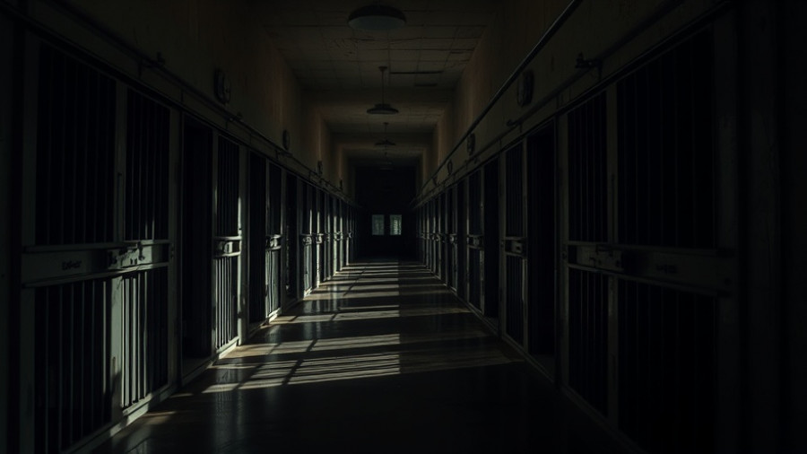 Prison cells corridor highlighting isolation, related to Proposition 3 Texas mental health.