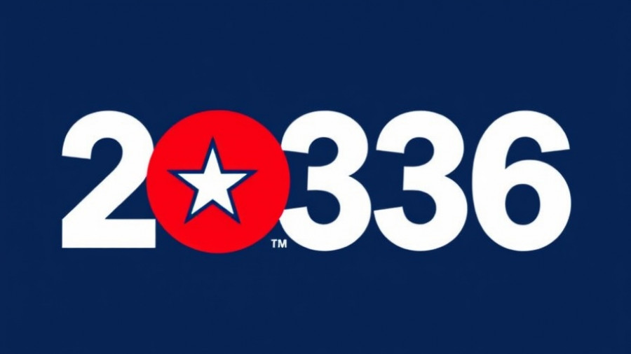 Texas 2036 modern text logo in blue and red.