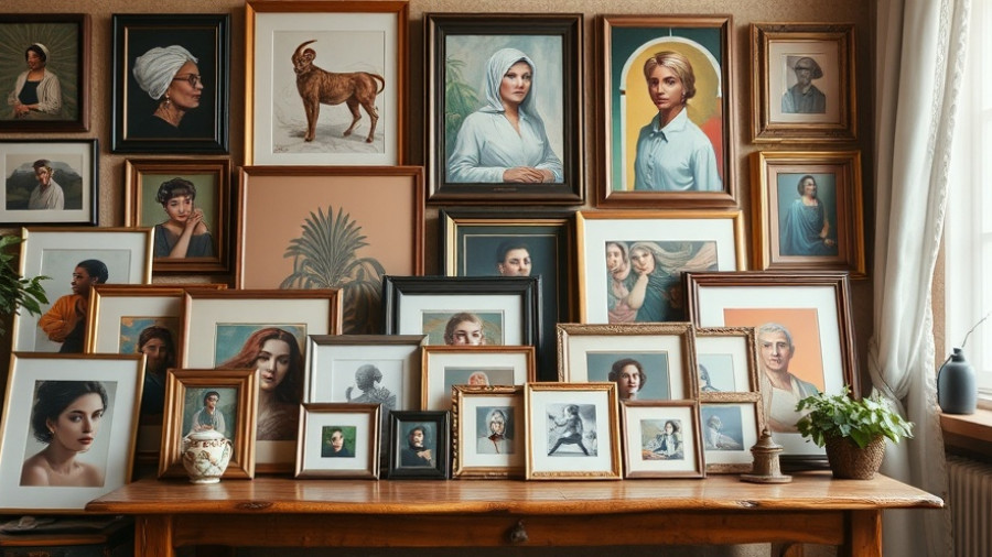 Eclectic art collection displayed on table, exploring tramp art origins.