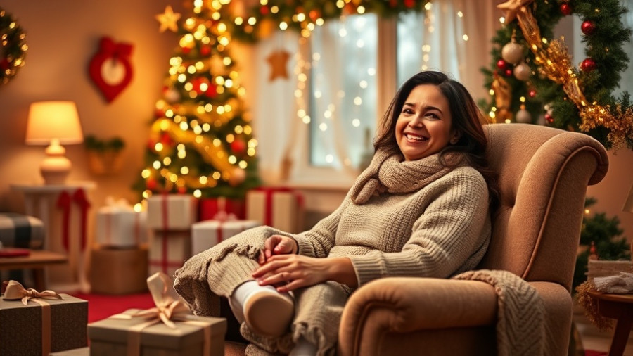 Cheerful holiday scene in living room for Curated Gift Guide 2025.