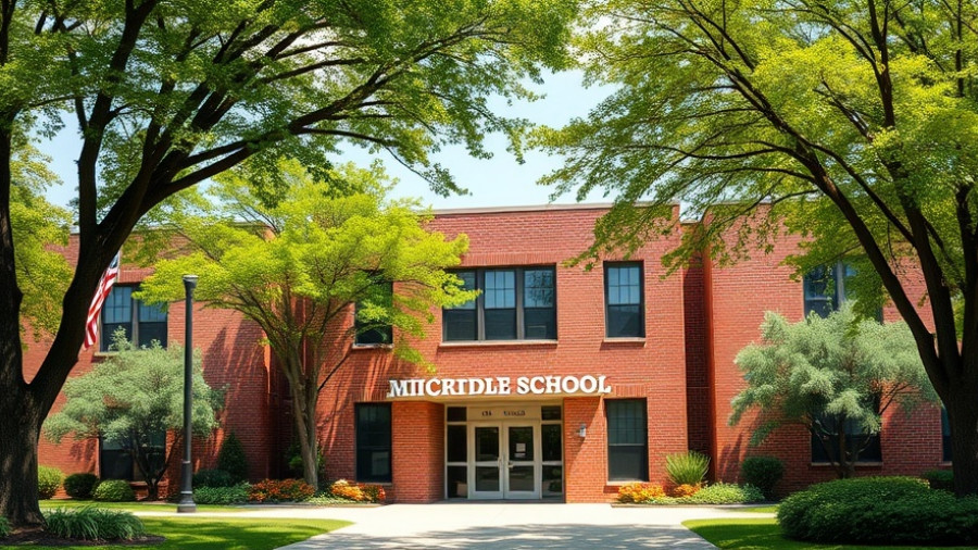 Front view of Dallas middle school ranked No. 1 in Texas