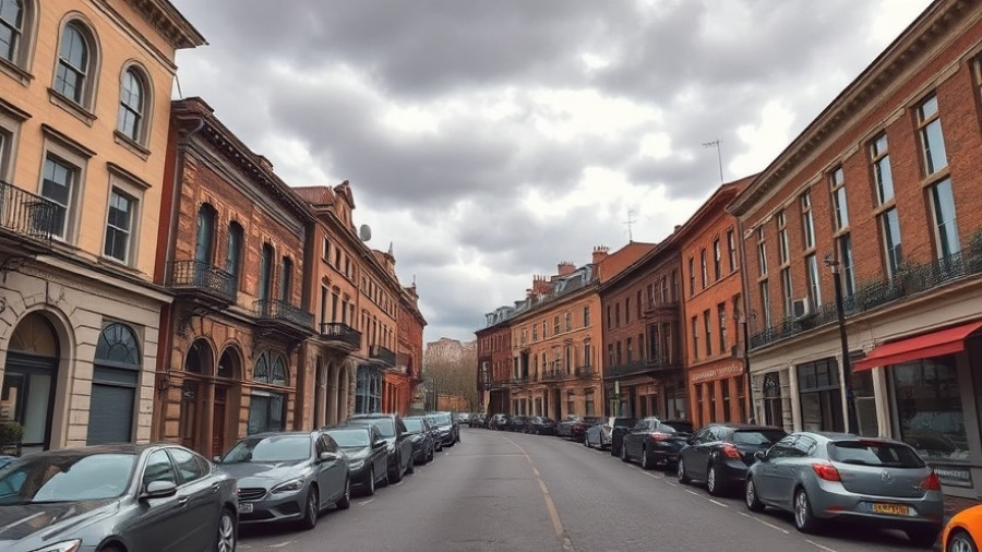 Illinois Transit Funding Overhaul in small city street scene, historic architecture.