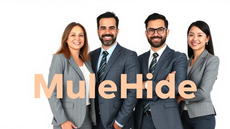 MuleHide personnel changes featuring four business professionals smiling confidently.