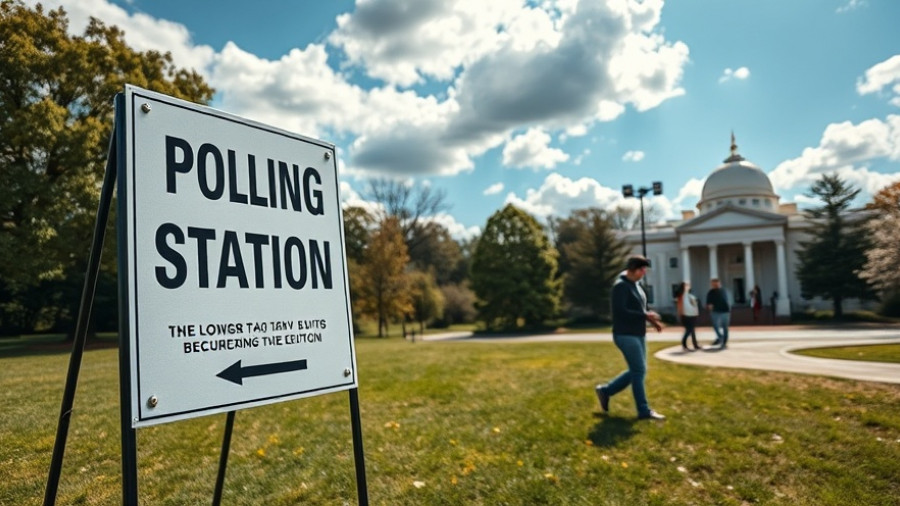 Polling station sign for Texas Election 2025, sunny day.
