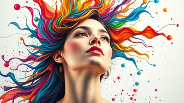 Surreal portrayal of relief from intrusive thoughts OCD, colorful swirls.