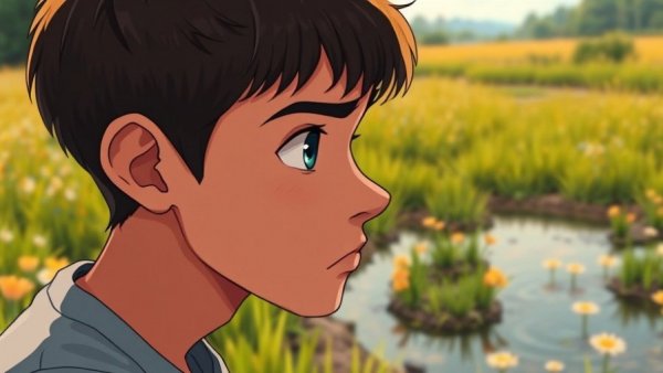 Pensive young man by pond reflecting on self-honesty for personal growth.