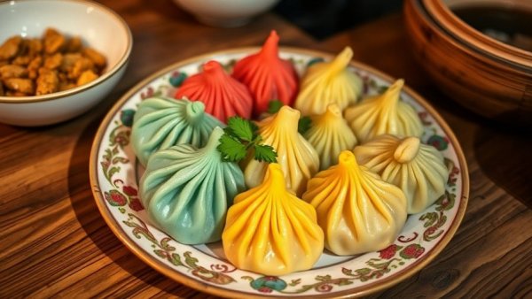 Vibrant dumplings on decorative plate, Dallas restaurant news