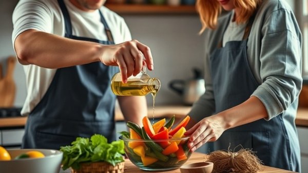 Two people enjoy shared meal benefits by cooking together in a cozy kitchen.