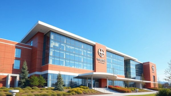 Sleek modern hospital building, highlighting project costs construction planning.