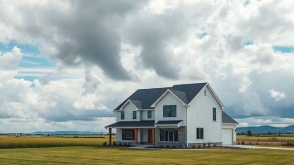 Modern home amid construction, addressing housing crunch solutions.