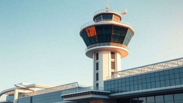 Modern airport control tower and garage, related to Port Authority capital plan.