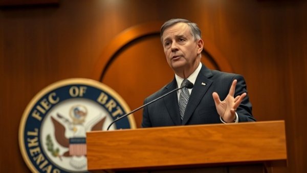 Confident government official discussing New WOTUS Regulations and Construction Impacts, photorealistic.