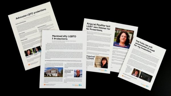 Pamphlets advocating Arlington LGBTQ protections against black background.