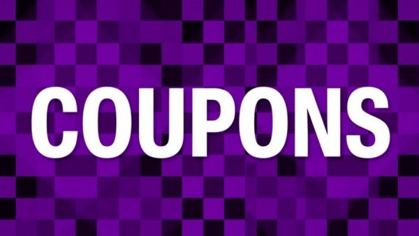 Vibrant Purple Promo Codes display with coupons text.