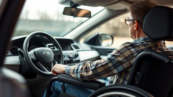 Person using accessible vehicle controls in a car