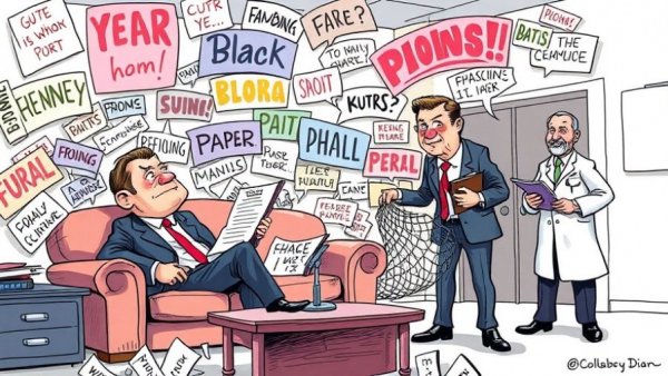 Colorful political cartoon of chaotic scene labeled 'Trump Derangement Syndrome'.