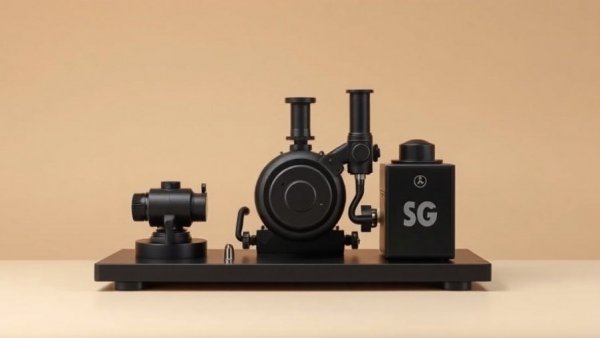 Minimalist black Valve Steam Machine console on beige backdrop.