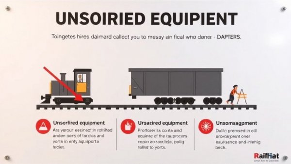 Dangers of slack action in railroad equipment, safety poster.