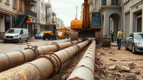 EPA Lead Pipe Removal Funding project at urban construction site.